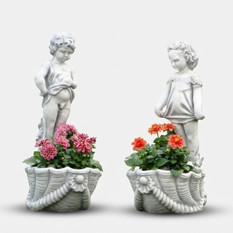 Figur Blumenkübel Pflanz Kübel Dekoration Figur Blumentöpfe Garten Vasen