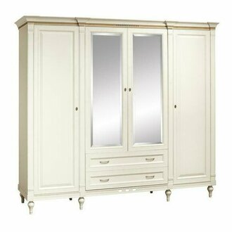 Klassischer Schrank Kleiderschrank Massiv Landhaus Großer Spiegelschrank FL-D4