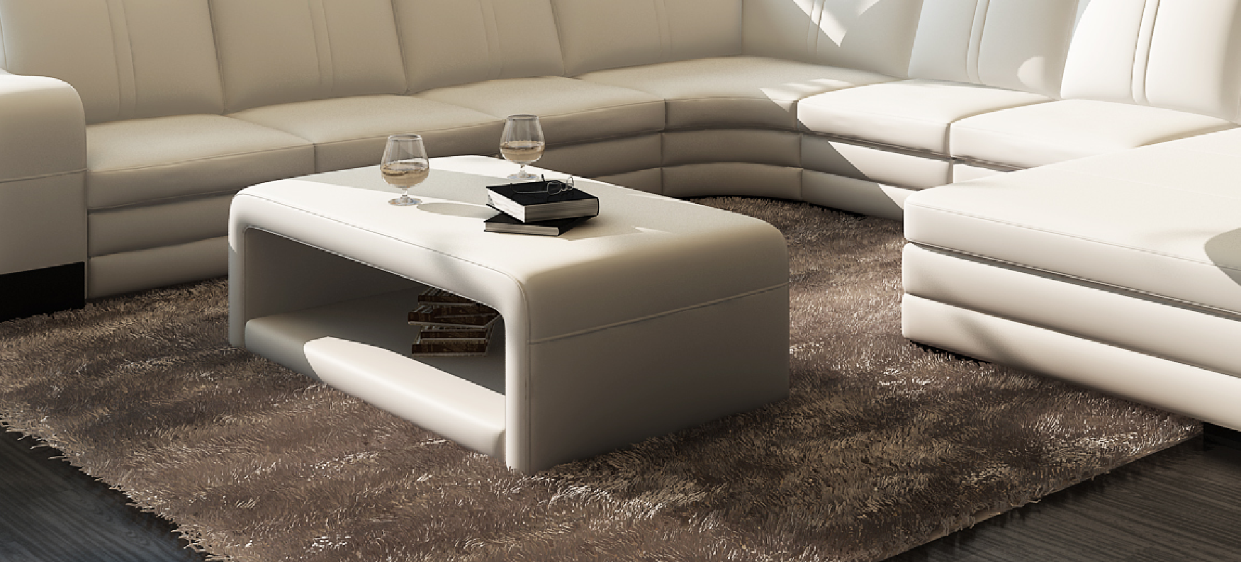 Design Modern Couch Sofa Tische Wohnzimmer Gepolstert Leder Tisch Weiß Sofort