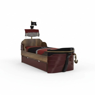 Funktionsbett Pirat Betten Kinderbett Bett Holz Jugendbett Braun Piraten