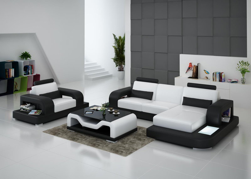 Ledersofa Couch Wohnlandschaft Eck Sessel Garnitur Design Modern Sofa G8007E Neu