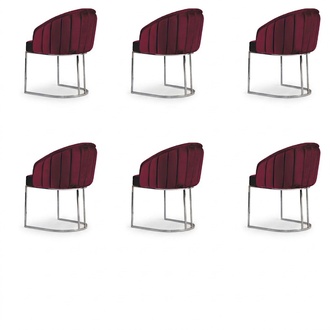 Garnitur 6x Stühle Polster Hotel Textil Neu Stuhl Set Gruppe Stühle