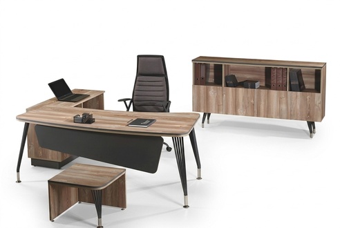Garnitur Büro Eckbürotisch Bürotisch Set 3tlg Holz Büromöbel Braun