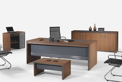 Garnitur Büromöbel Komplettbüro Schreibtisch Set 4tlg Holz Braun Büro