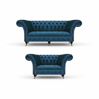 Garnitur Designer Dreisitzer Luxus Zweisitzer Sofas Textil Chesterfield neu