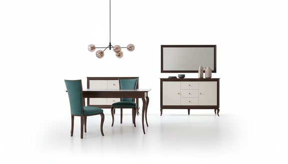 Garnitur Komplett Set Esstisch + 4 Stühle Esszimmer Gruppe Holz Tisch Tische Neu