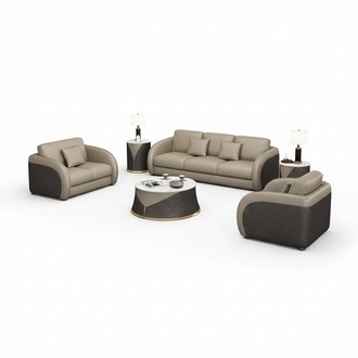 Garnitur Leder Designer Sofa Couch Polster 6tlg. Set Garnituren Couchtisch Tisch