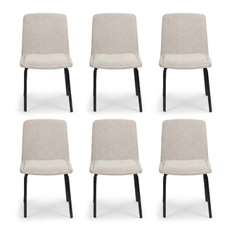 Garnitur Metall Lehn Polster Weiß Stühle Esszimmer Textil Set 6x Sessel Stuhl