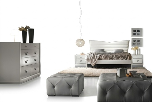 Garnitur Set 4tlg.Schlafzimmer Bett Nachttisch Kommode Gruppe Doppelbetten Luxus