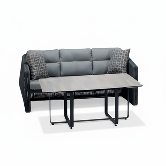 Garnitur Sofa 3 Sitzer Couchtisch Sofas Dreisitzer Rattan Luxus Modern Möbel