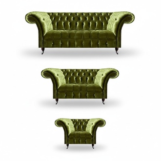 Garnitur Sofas Set 3tlg Wohnzimmer Luxuriöse Moderne Textil Chesterfield