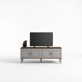 Garnitur Wohnzimmer TV Ständer Couchtisch Holz Grau RTV Lowboard Set