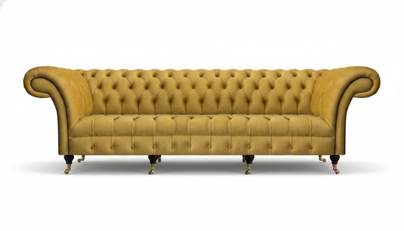 Gelbes Chesterfield Wohnzimmer Sofa Luxuriöser 4-Sitzer Polster Couch