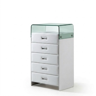 Glas Luxus gepolsterte Sideboard Schrank Kommode Leder Metall Kommoden