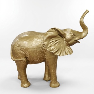 Goldene Figuren Statuen Skulptur Elefant aus Kunststoff Figur 160x160cm