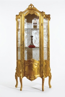 Goldene Holz Vitrine Schrank Glas Schränke Regal Vitrinen Italienische Möbel neu