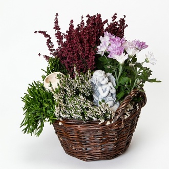 Grabengel Kreuz Grab Deko Grabschmuck Stein Dekoration Statue Skulpturen