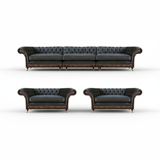 Grau-Braune Chesterfield Sofas Designer Sessel Polstercouch Edle Möbel
