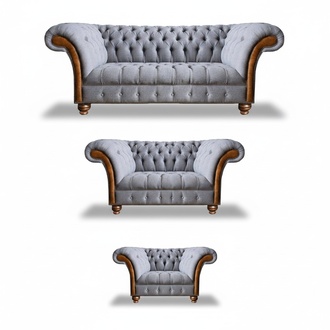 Grau-Braune Chesterfield Wohnzimmer Sofas Designer Komplettes Couch Set