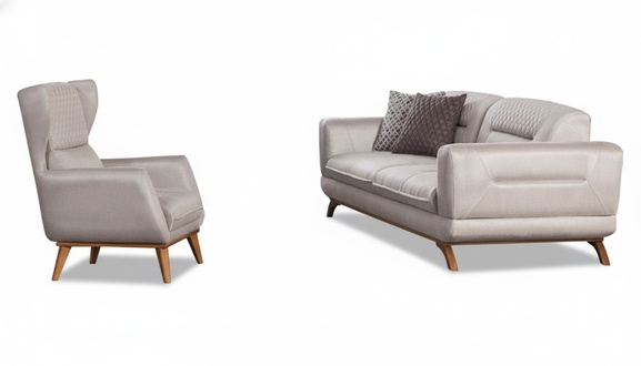 Grau gepolstertes Ecksofa Dreisitzer Luxus Sessel Grau moderne Möbel
