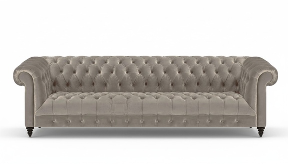 Grau Möbel Polstermöbel Chesterfield Viersitzer Sofa Couch Wohnzimmer