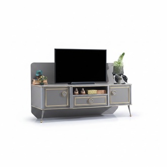 Grau TV Ständer Holzmöbel Wohnzimmer Einrichtung Design TV Möbel Modern
