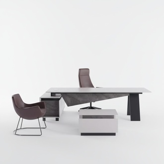 Graue Arbeitszimmermöbel Schreibtisch Sideboard Büromöbel Modern Holz