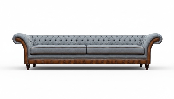 Graue Chesterfield Bettfunktion Viersitzer Polstersofas Designer Couch