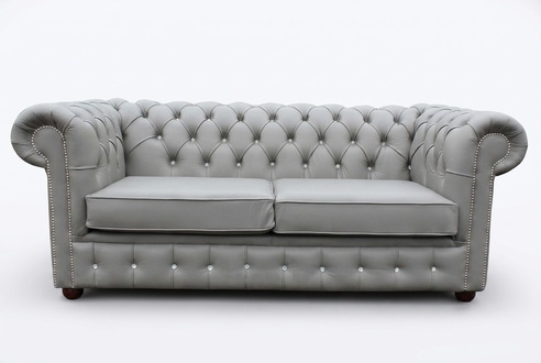 Graue Chesterfield Couch Büro Sofa Emfpangs Couchen Leder Textil Neu