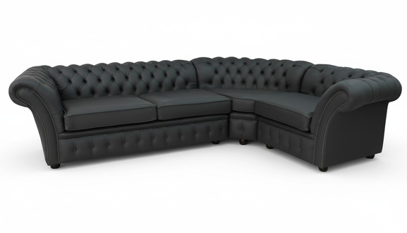Graue Chesterfield Ecksofa Couch 245x175cm Maßfertigung Ledersofa Sofa