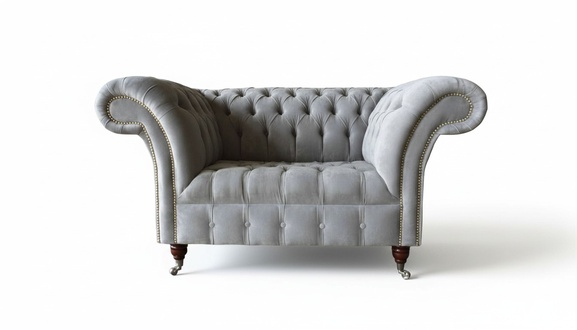 Graue Chesterfield Ohrensessel Grau Sessel Couch Stoffsofa Wohnzimmer39