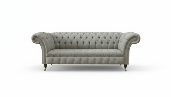 Graue Chesterfield Sofa Couch Polster Stoff Leder Couchen Samt Garnitur