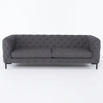 Graue Chesterfield Sofa Couch Polster Stoff Leder Couchen Textil Garnitur