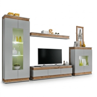 Luxus Wohnwand TV Ständer Holz Möbe Vitrine Wohnzimmer Set 4 tlg Neu