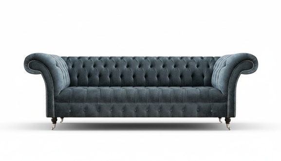 Grauer Chesterfield Viersitzer Wohnzimmer Polstercouch Designer Sofas