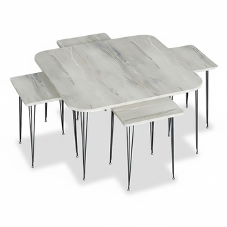 Grauer Holz-Couchtisch mit Beistelltischen modern