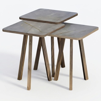 Grauer Holz Couchtisch-Set Modern Elegant