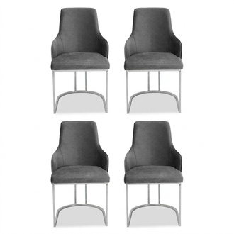 Grauer Stuhl-Set Esszimmerstühle Luxuriöse Sitzmöbel Küchen Möbel 4tlg