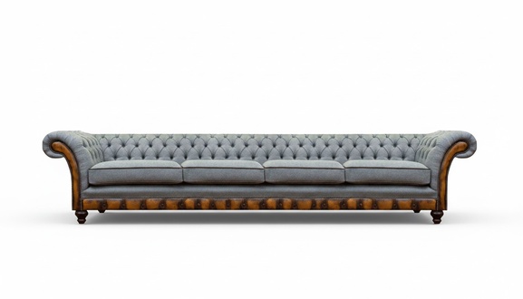 Grauer Wohnzimmer Chesterfield 4-Sitzer Luxuriöse Polstercouch Sofas