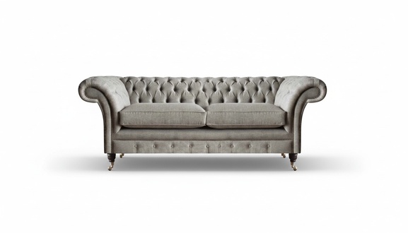 Graues Chesterfield Sofa Wohnzimmer Designer Textilcouchen Edle Möbel