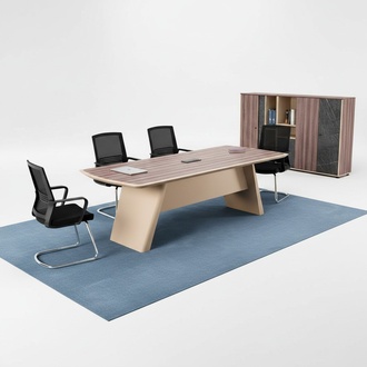 Groß Konferenztisch Bürotisch Arbeitstisch Schreibtisch Holz Beige