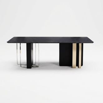 Großer Schwarzer Esstisch Esszimmer Möbel Holztisch Tisch Edelstahl