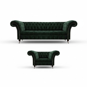 Grün Sofas Garnitur 2tlg Sofa Dreisitzer Textil Sessel Wohnzimmer Couch