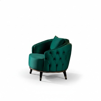Grüner Chesterfield Sessel Rundsessel Wohnzimmer Lehnsessel Einsitzer