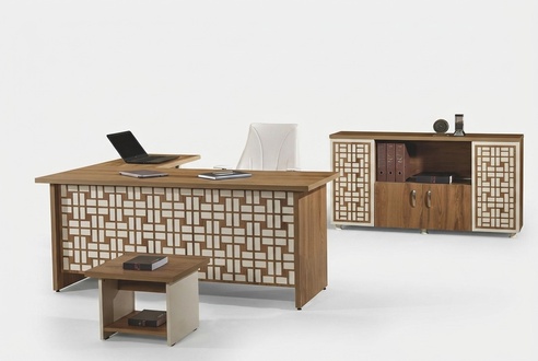 Gruppe Büro Eckbürotisch Arbeitszimmermöbel Schrank 3tlg Holz Braun