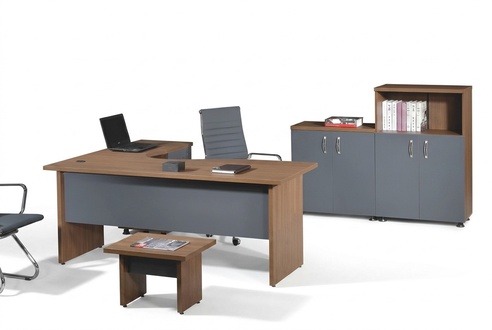 Gruppe Büro Eckbürotisch Arbeitszimmermöbel Schrank 4tlg Holz Grau