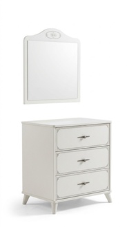 Gruppe Kommode mit Spiegel Schrank Holz Kommoden Sideboard Weiß Luxus