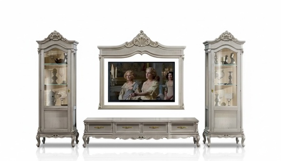Gruppe RTV Lowboard TV Ständer Grau Wohnzimmer Set 4tlg Wohnwand Neu