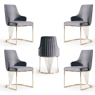 Gruppe Set 4x Sessel Stuhl Design Stoff Polster Stühle Gastro Esszimmer