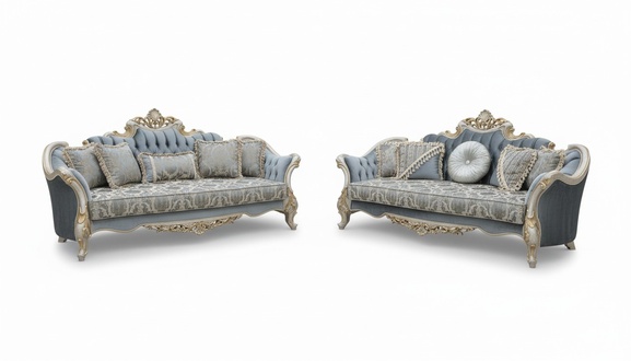 Gruppe Sofagarnitur 3+3 Sitzer Luxus Sofa Sessel Sofas Stoff Klassisches Set Neu